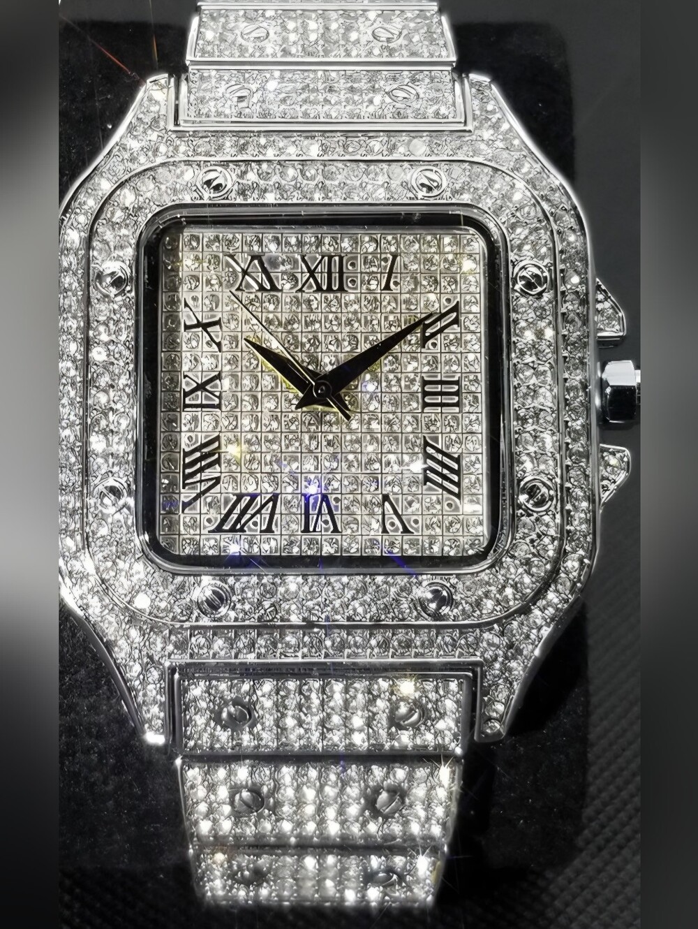 Iced Out VVS Square Roman Dial Gold | Stainless Steel Bust Down Watch (NWOT) - Picture 5 of 8